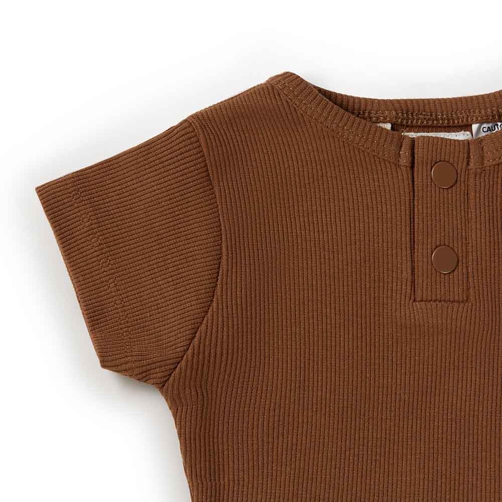 Chocolate  Organic Short Sleeve Bodysuit-Snuggle Hunny