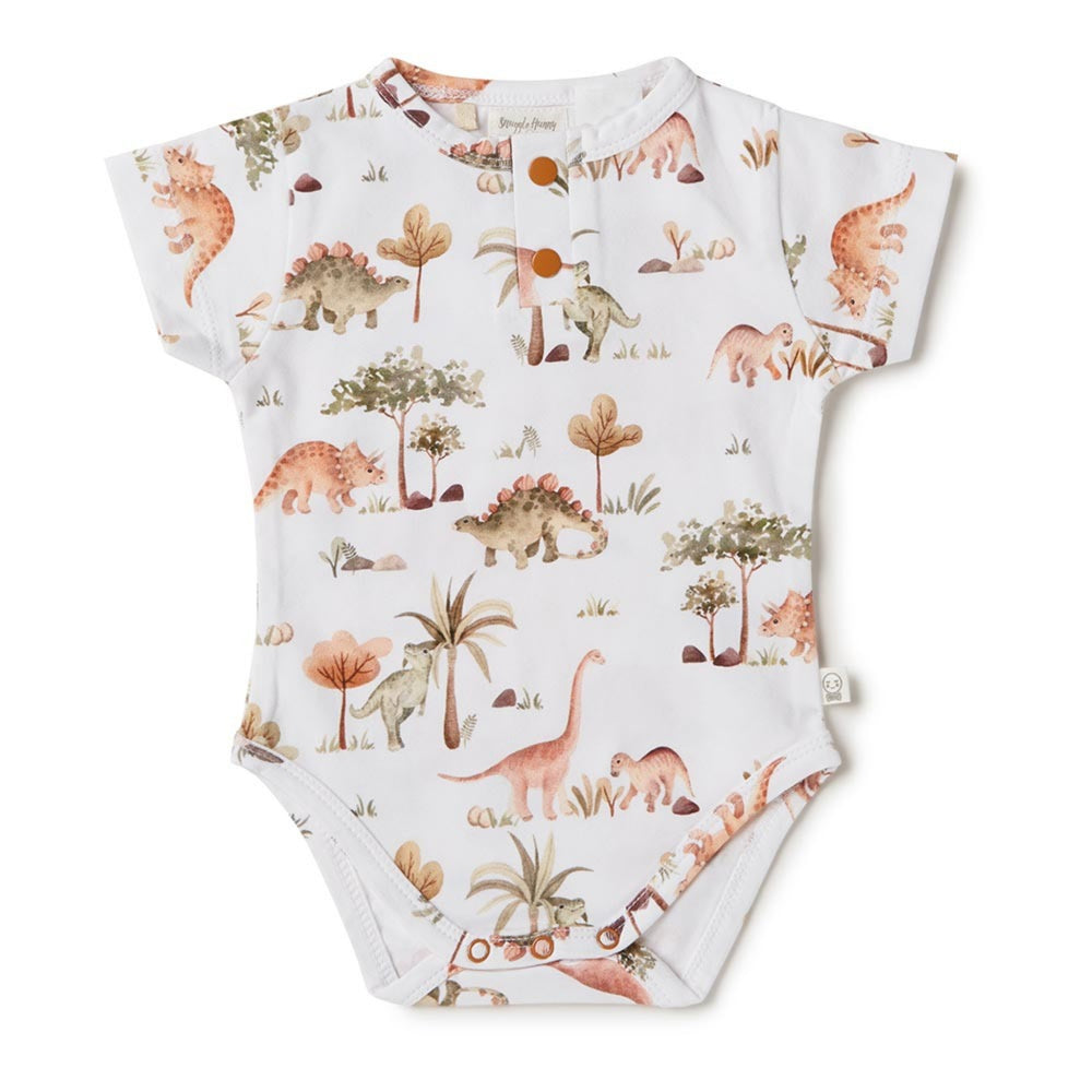 Dino Organic Short Sleeve Bodysuit-Snuggly Hunny