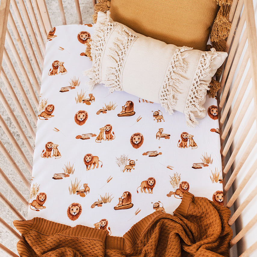 Lion Fitted Cot Sheet-Snuggle Hunny