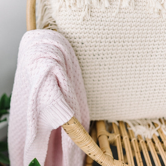 Blush Pink Diamond Knit Baby Blanket-Snuggle Hunny