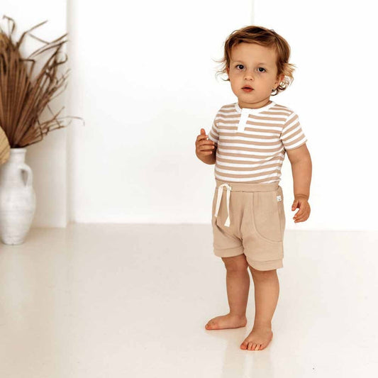 Pebble Stripe | Organic Short Sleeve Bodysuit